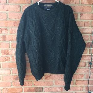 Vintage Skye Knitwear wool speckled green large